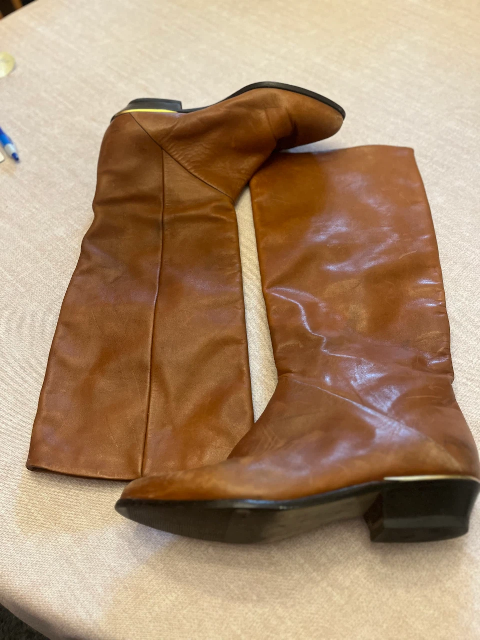 Tan Leather Knee-High Boots