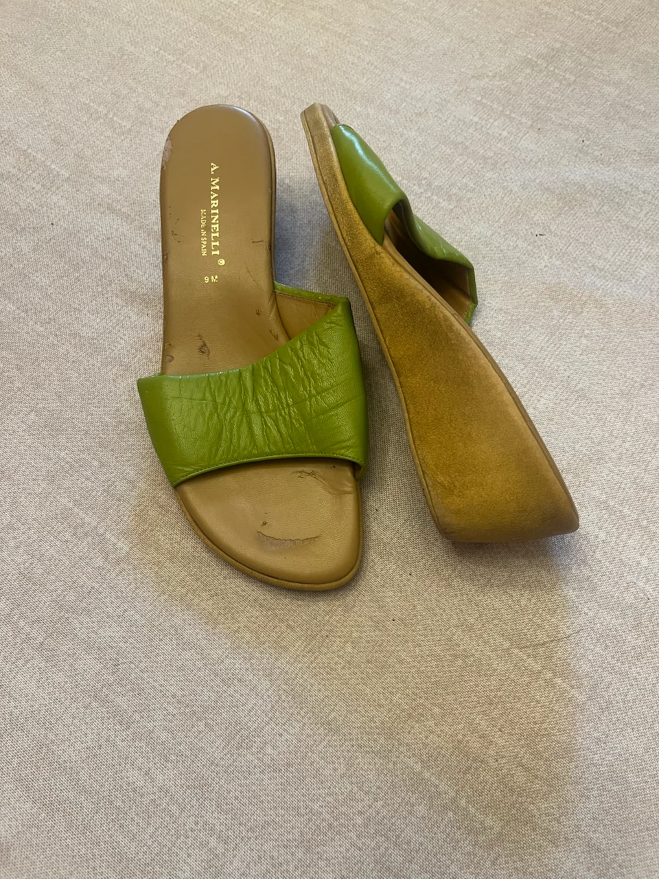 A. Marinelli Green Wedge Sandals Size 9M