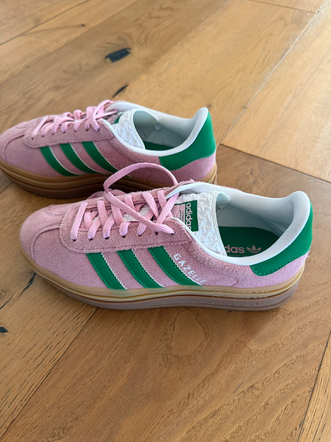 Adidas Gazelle Bold - Pink and Green Sneakers (women’s size 6)