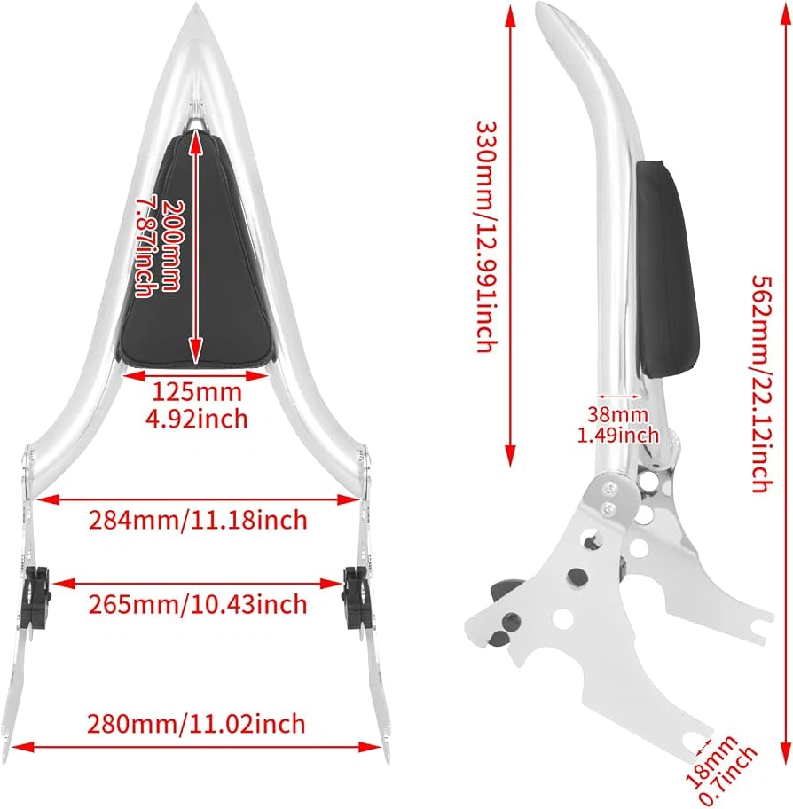 Motorcycle Sissy Bar Detachable Rear Passenger Backrest - Harley - photo 2