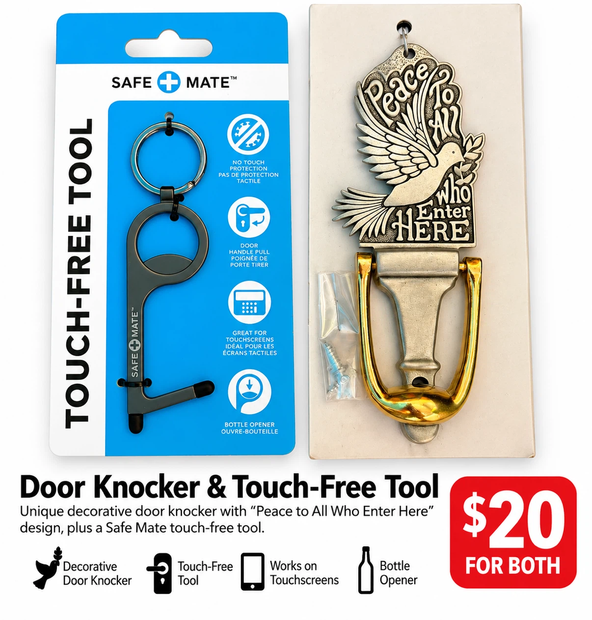 Door Knocker and Safe Mate Touch-Free Tool