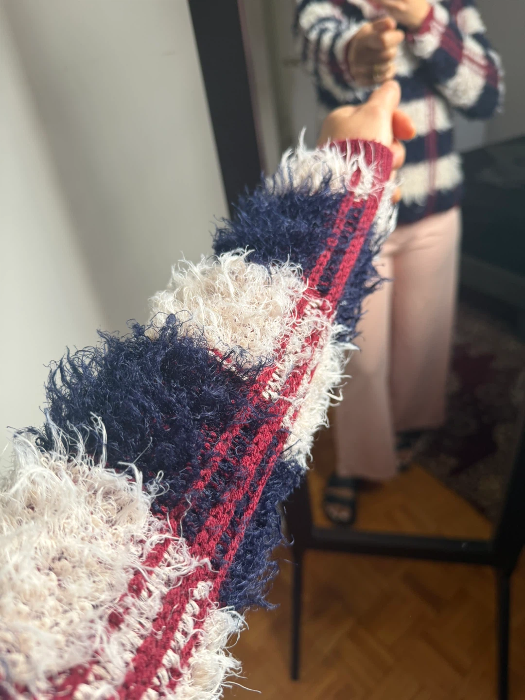 Fuzzy Plaid Crew Neck Sweater - photo 2