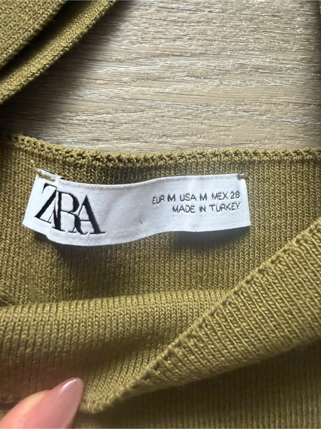 Zara Olive Green Knit Mini Dress Medium - photo 2
