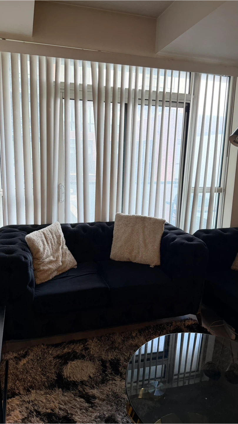 Black Tufted Velvet Sofa - photo 2