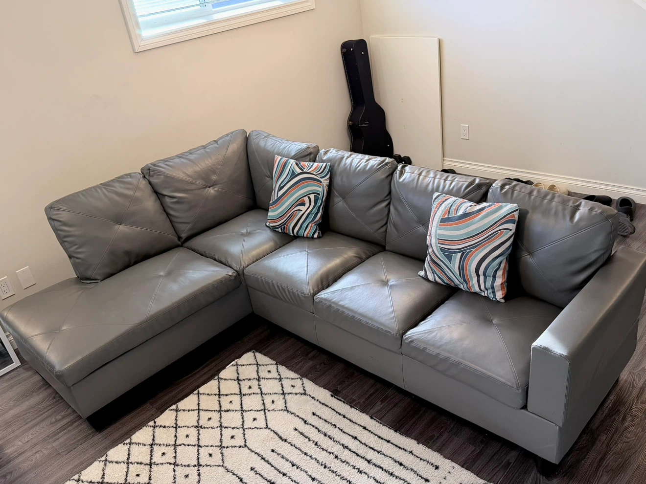 Grey Sectional Sofa with Chaise - photo 2