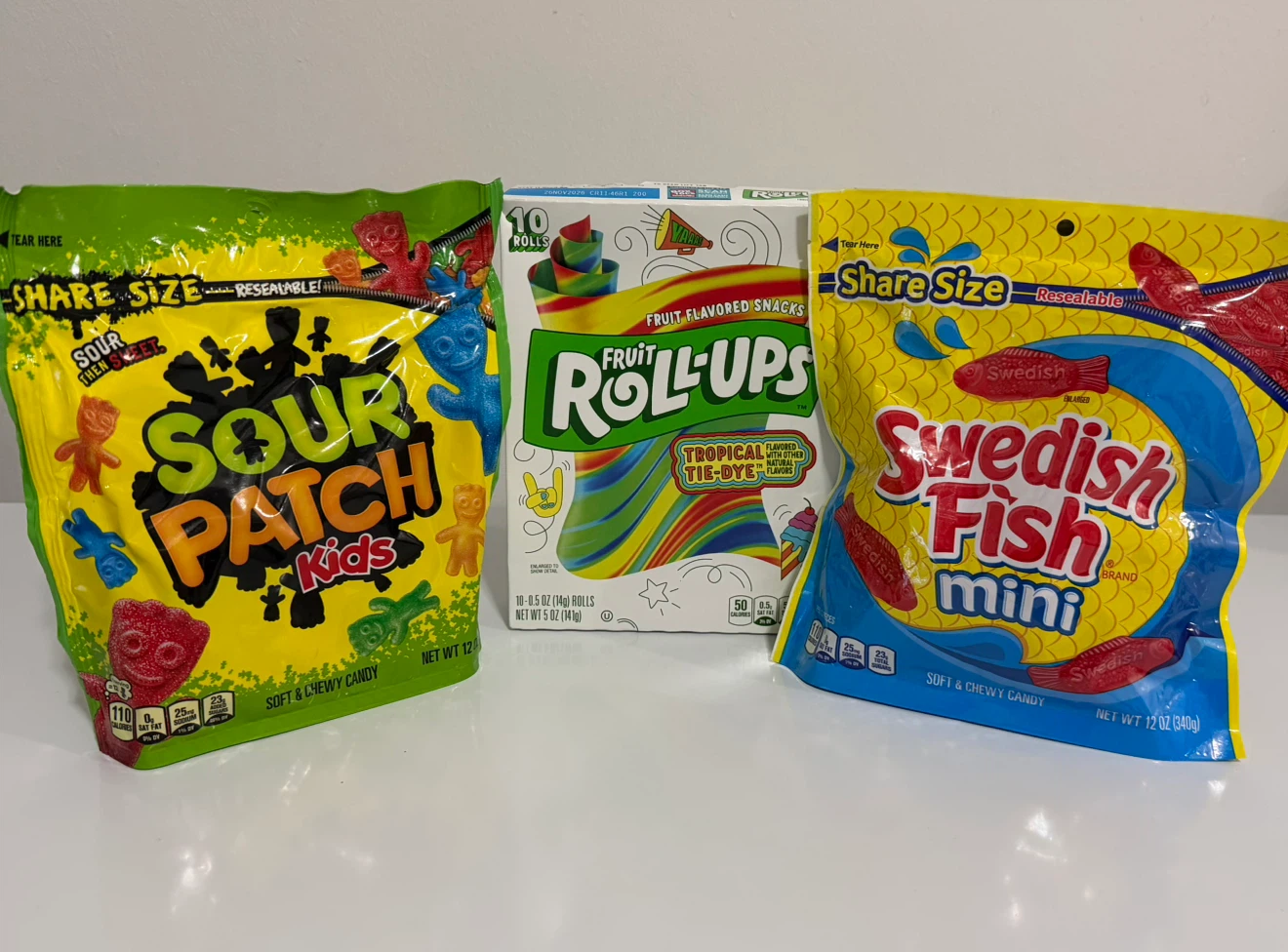 Sour Patch Kids, Swedish Fish, and Fruit Roll-Ups Candy Set
