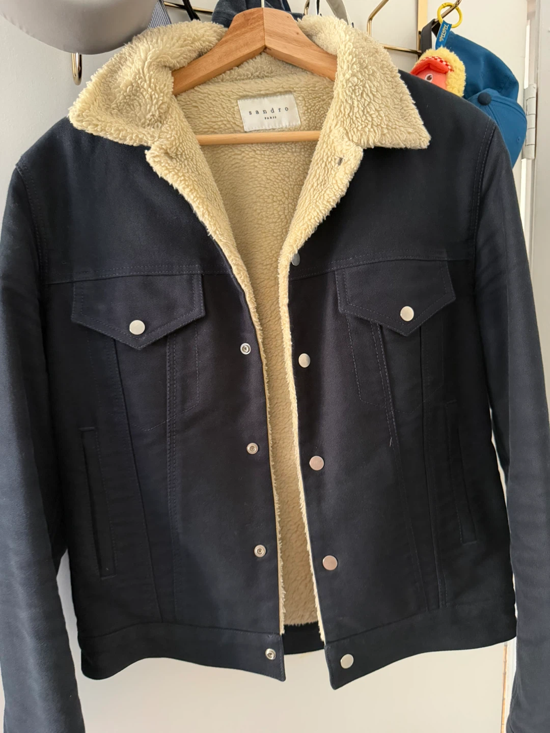 Sandro Paris Sherpa Lined Denim Jacket