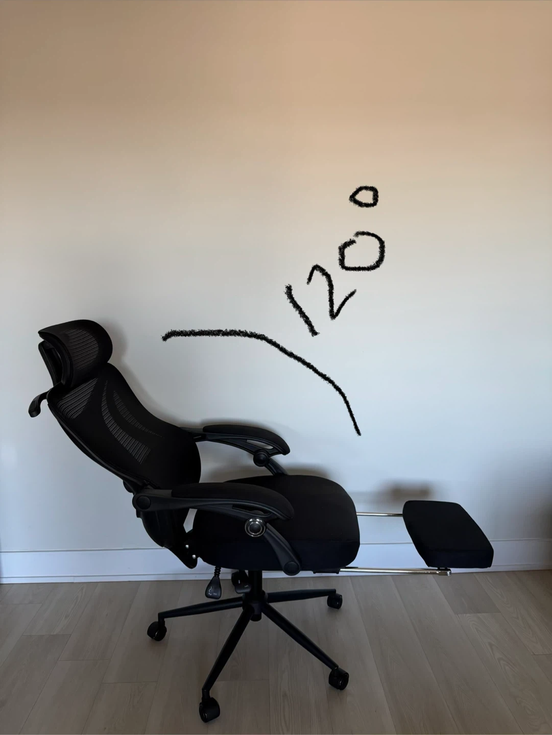 Black Ergonomic Office Chair with Footrest - photo 5