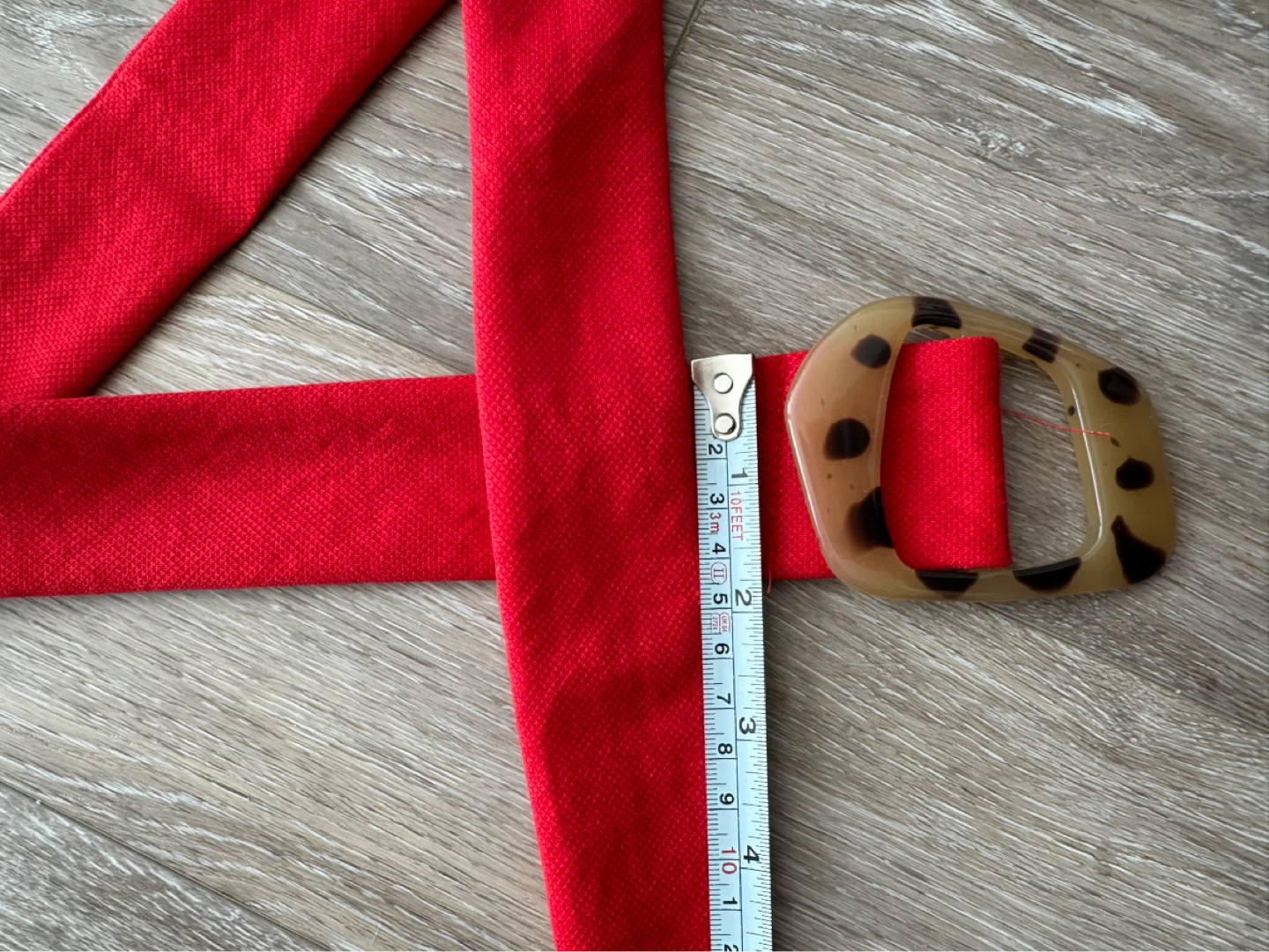 Red fabric Belt with Tortoiseshell Buckle - photo 2