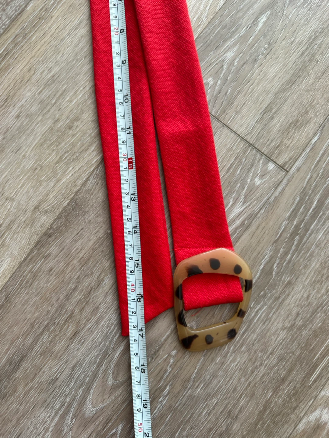 Red fabric Belt with Tortoiseshell Buckle - photo 3