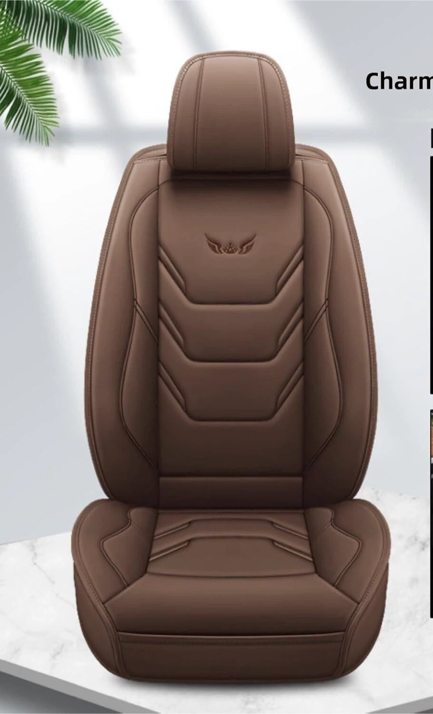 TinyGlam Coffee Leather Like front universal seat covers - new