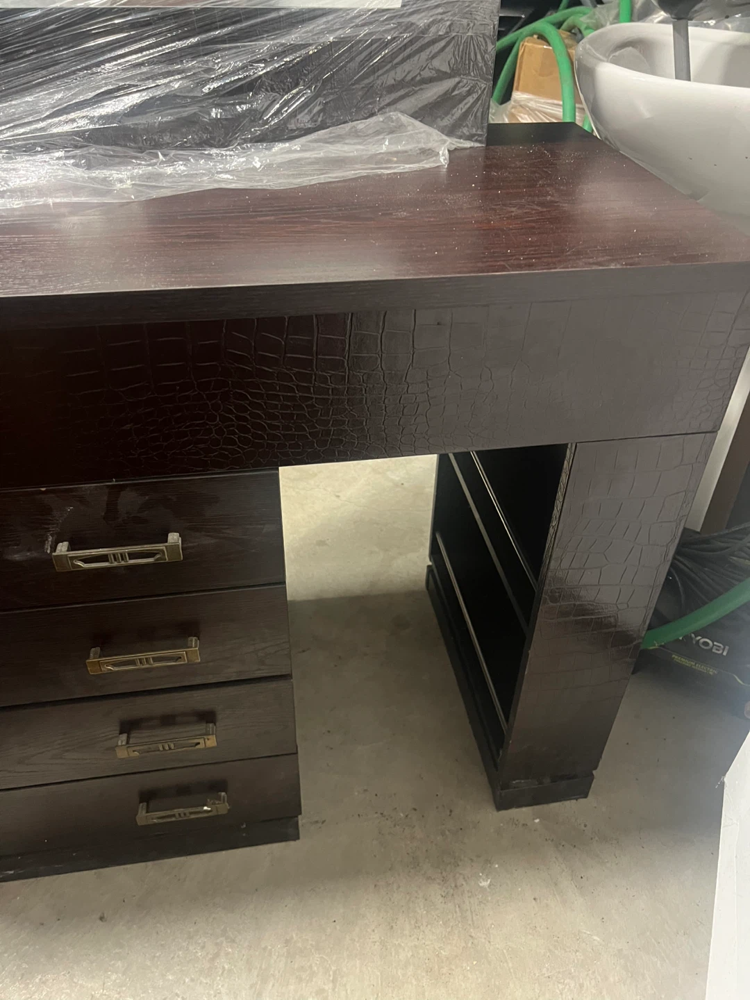 Dark Brown Vanity Table with Mirror - photo 2