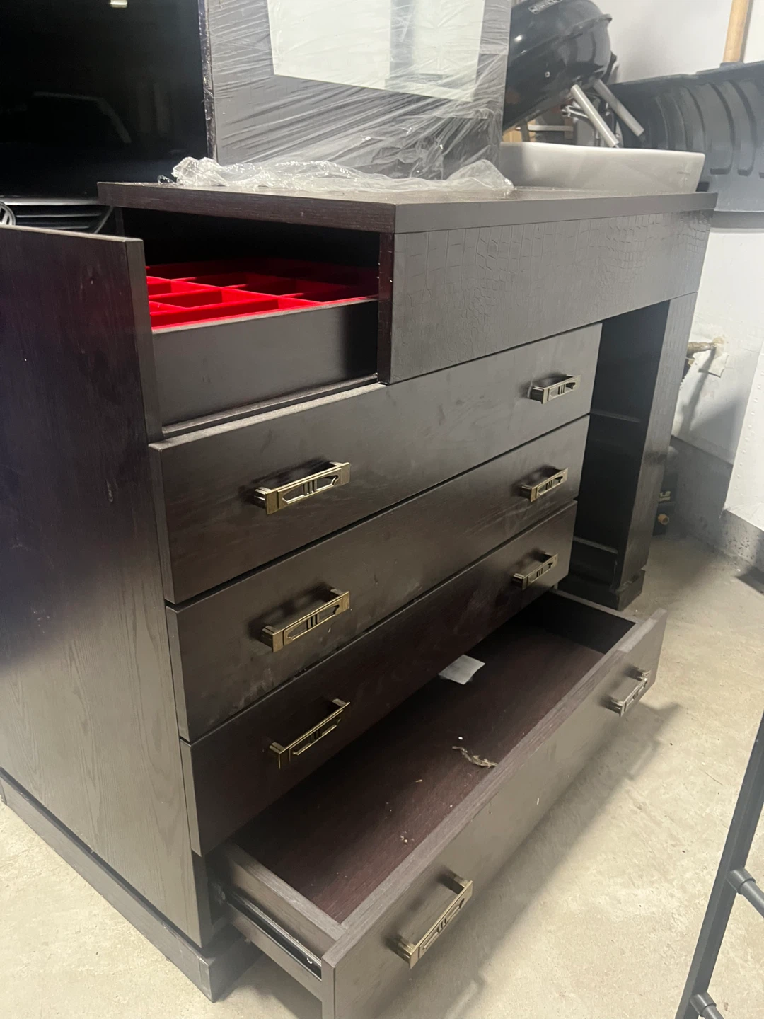 Dark Brown Vanity Table with Mirror - photo 5