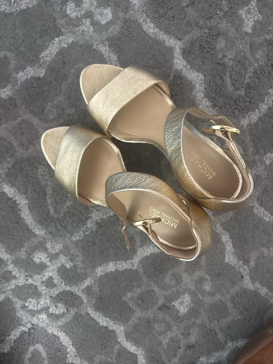 Michael Kors gold wedge sandals