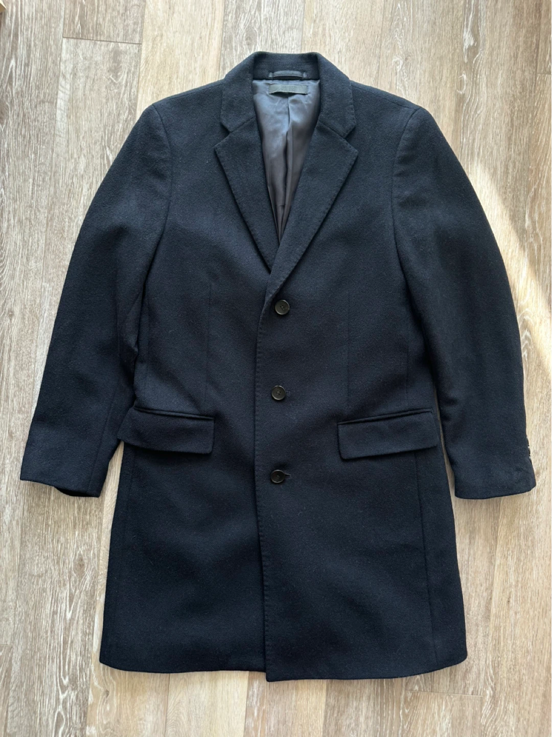 Uniqlo Men's Wool Navy Overcoat S