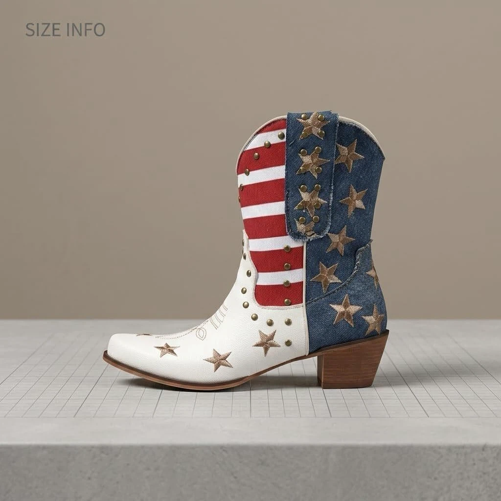 NICO×ASH American Flag Women's Western Boots Patriotic Boots