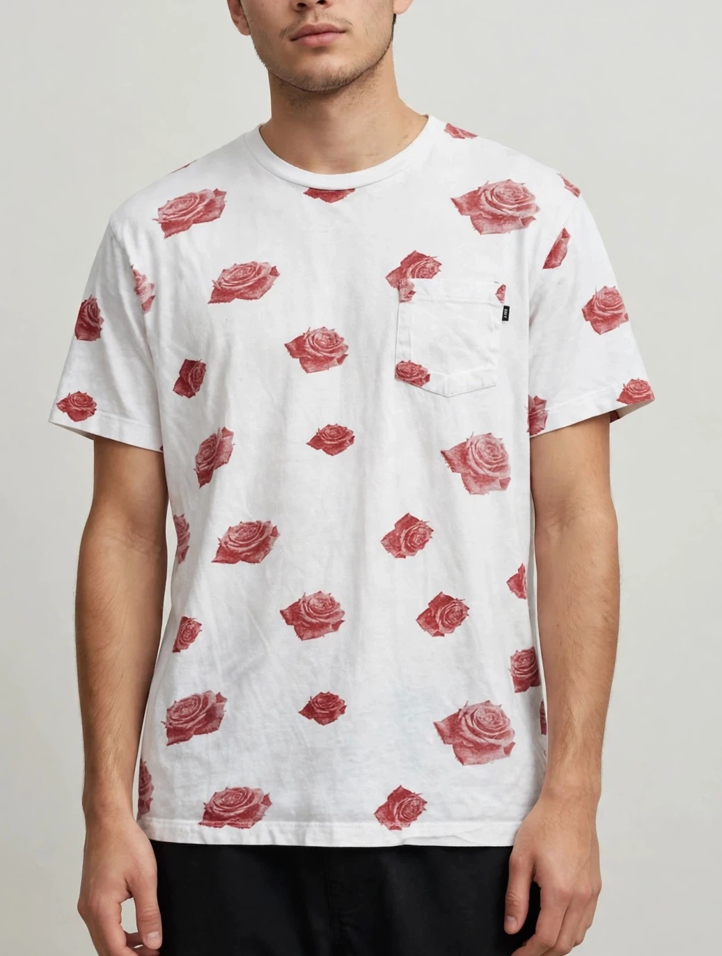 Obey Rose Print Pocket T-Shirt - photo 2