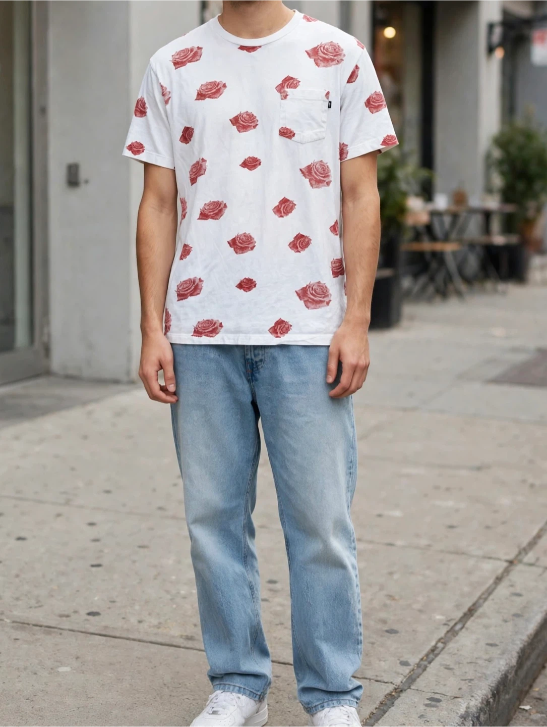 Obey Rose Print Pocket T-Shirt - photo 3