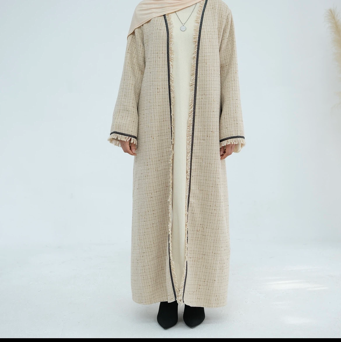 Beige Tweed coat with Fringed Trim - photo 3