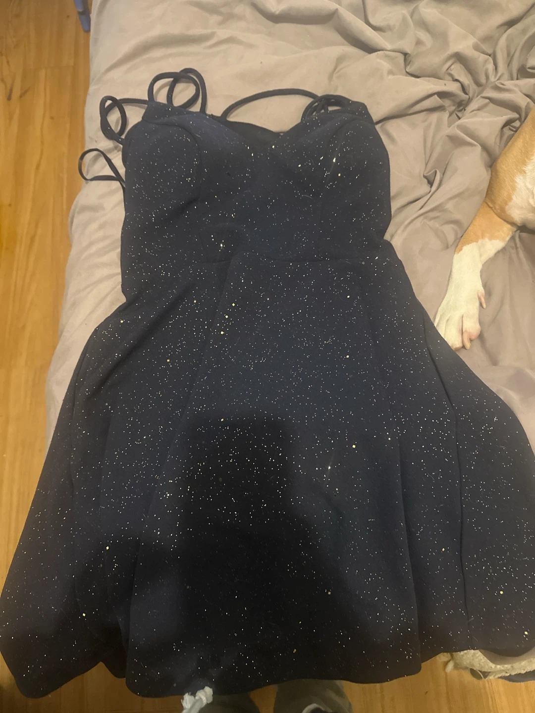Navy Blue Glitter Cocktail Dress