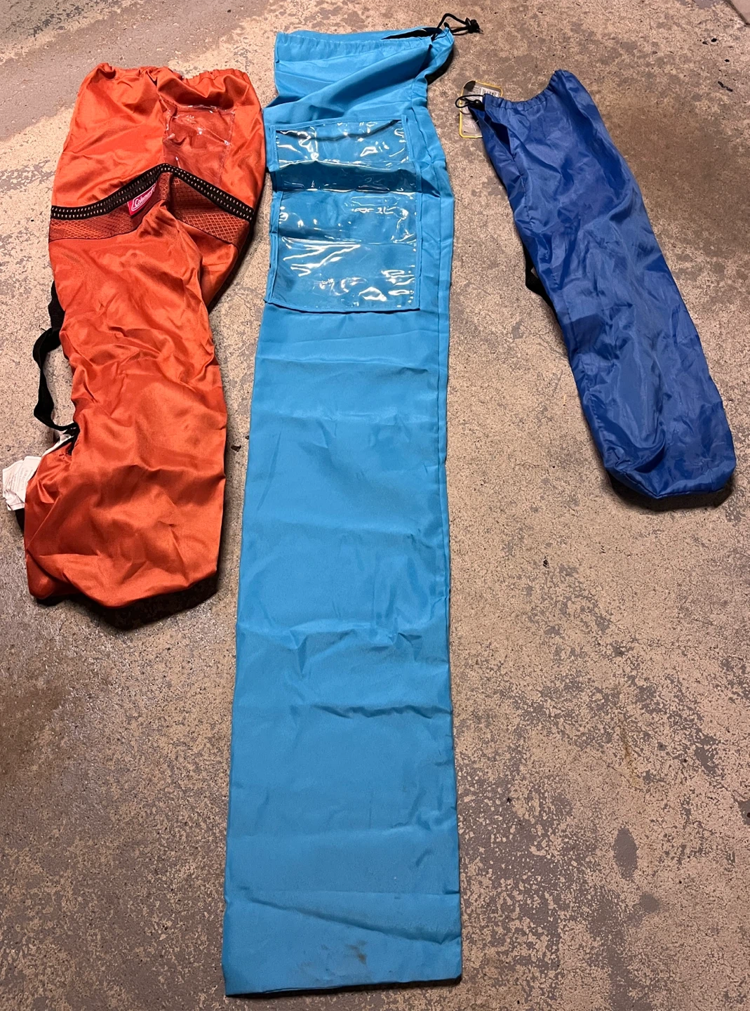 Three Coleman and assorted camping chair bags