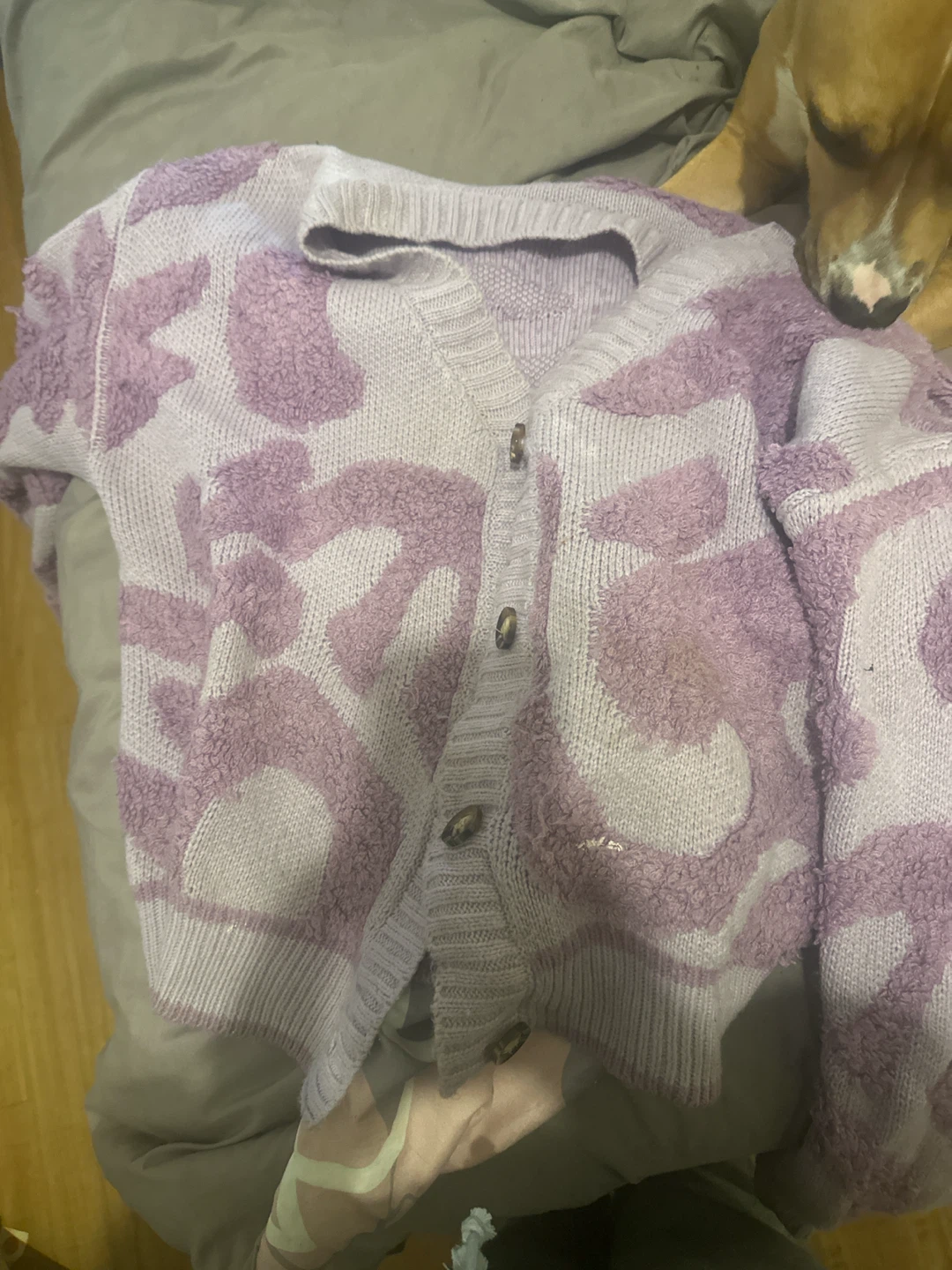 Purple and Light Pink Button-Up Cardigan