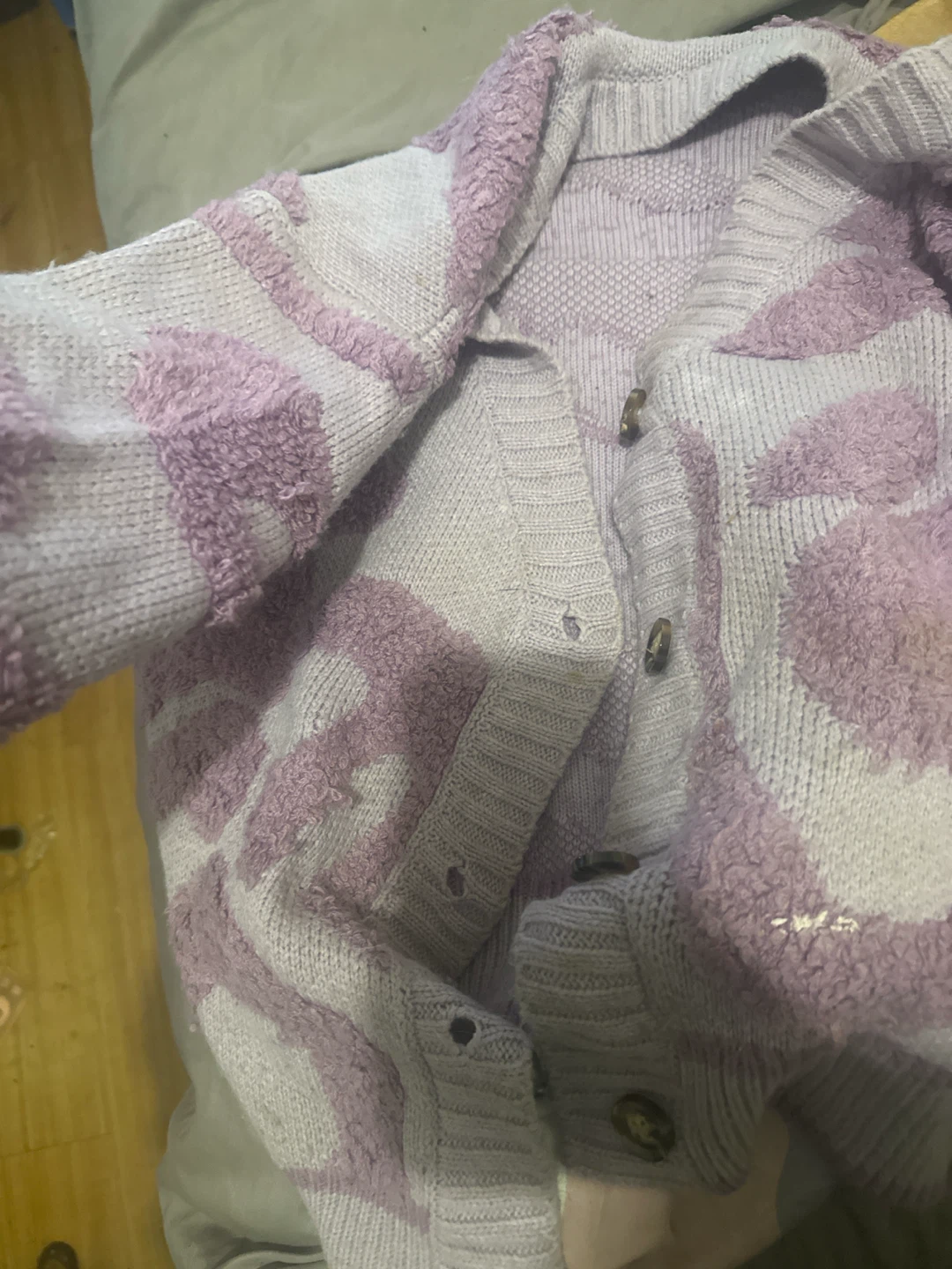 Purple and Light Pink Button-Up Cardigan - photo 3