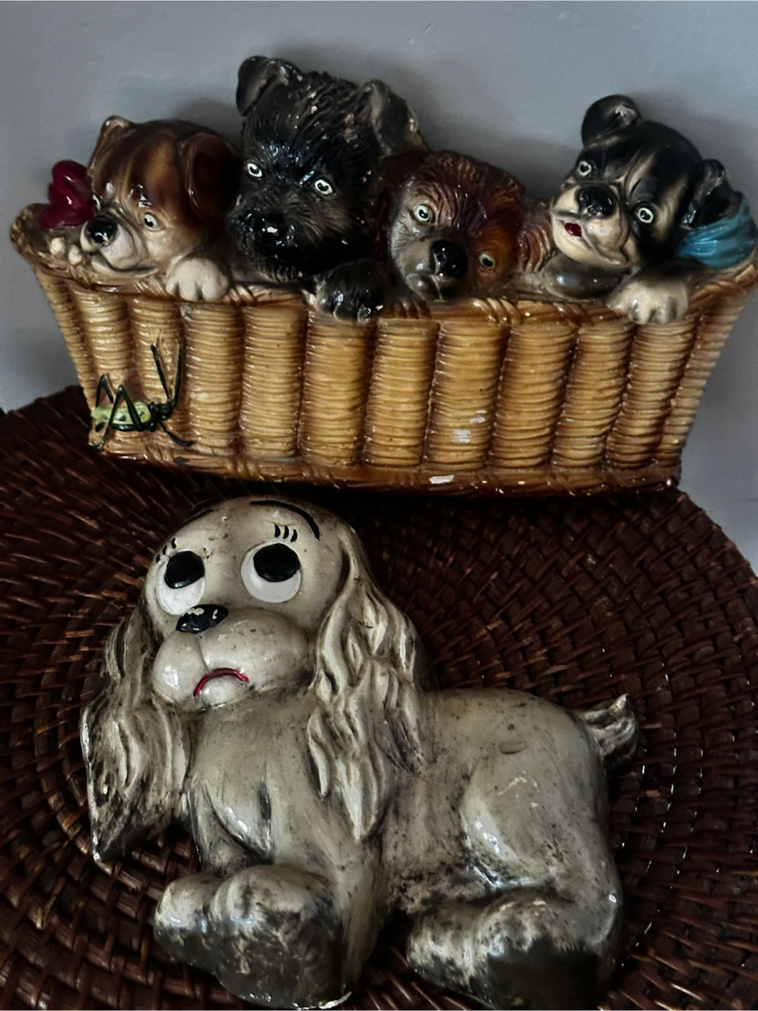 Vintage Devonware chalkware Dogs