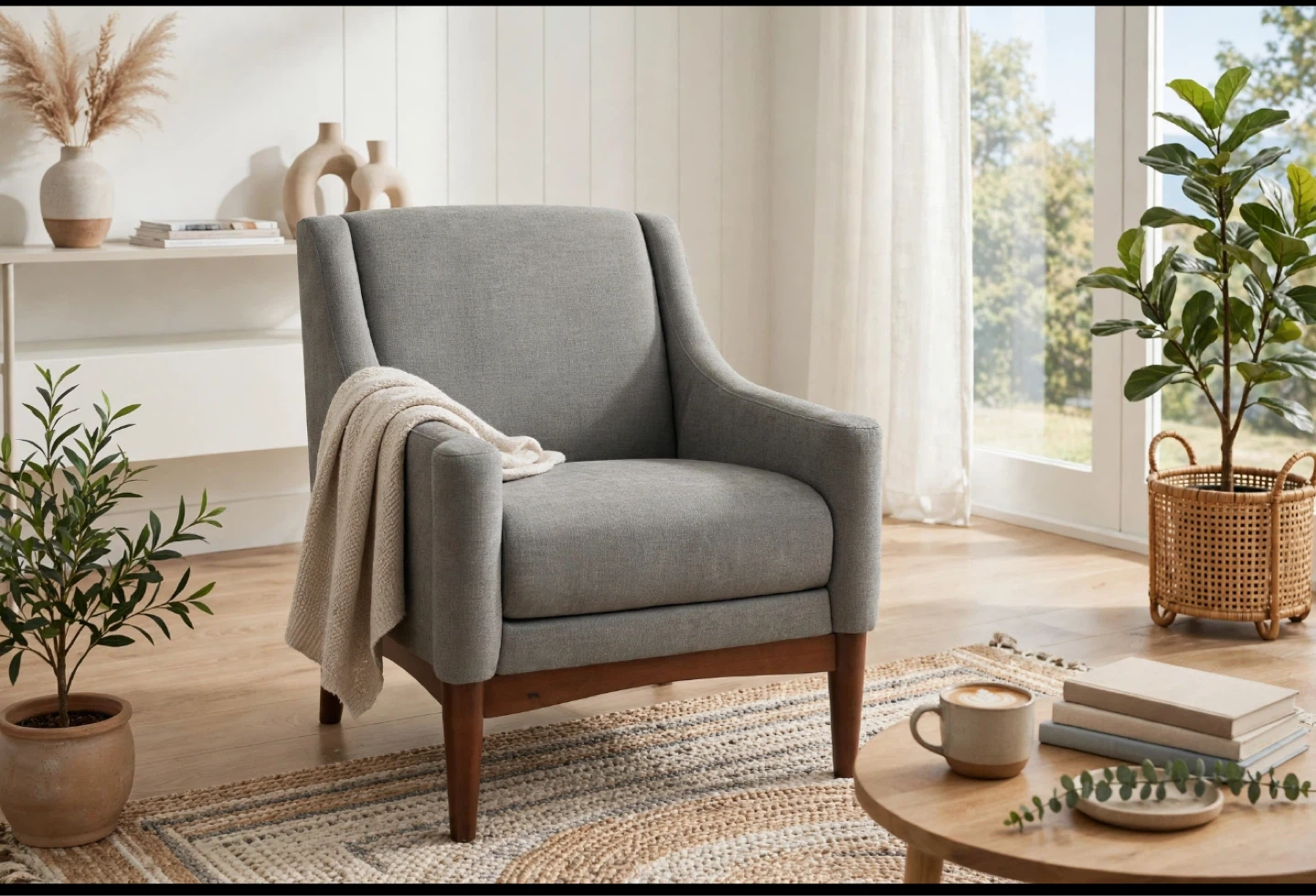 Grey Upholstered Accent Chair