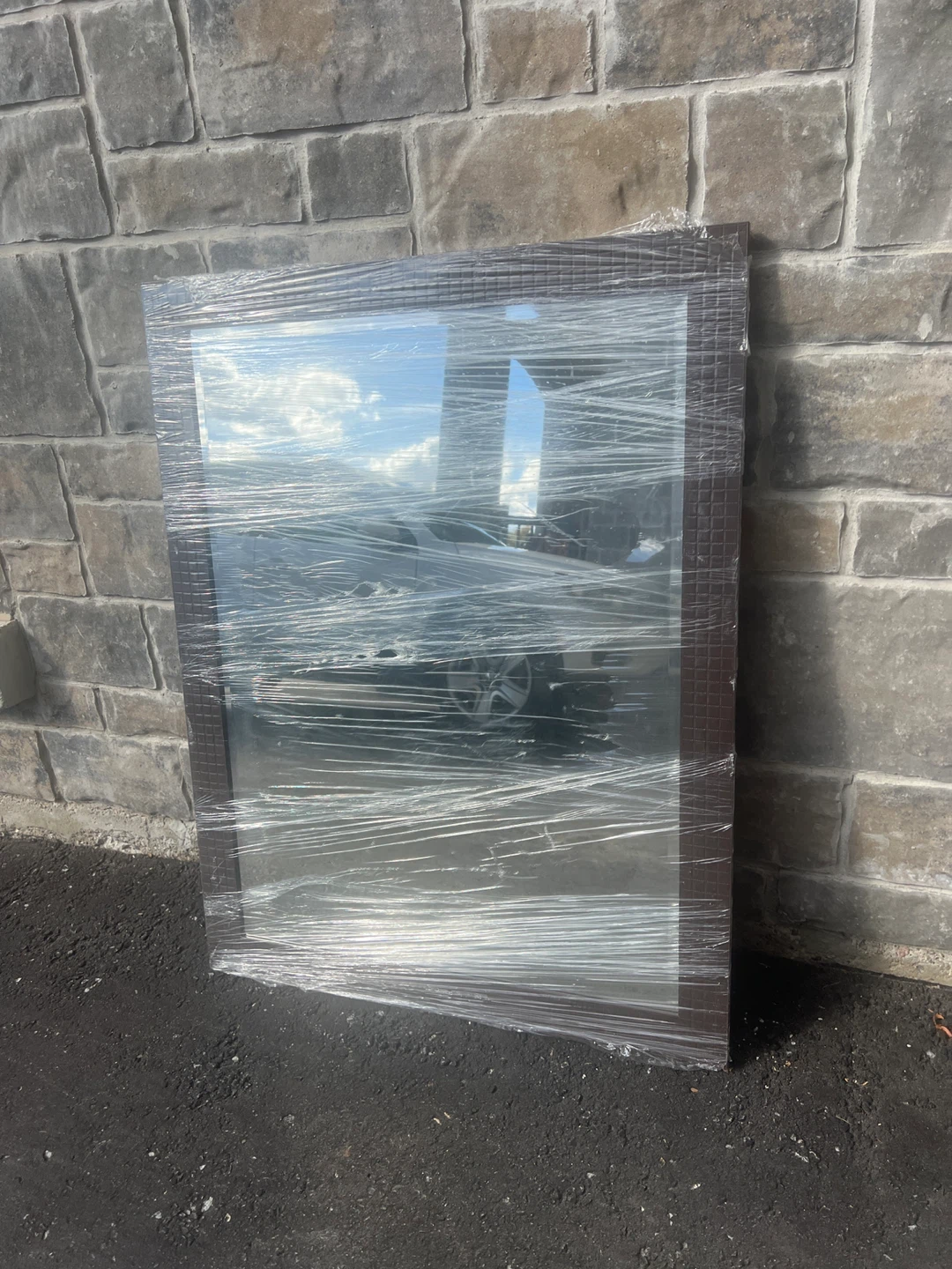 Large Brown Textured Frame Wall Mirror