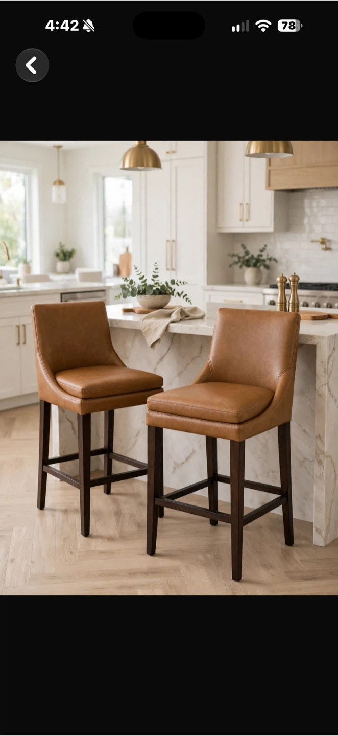Pair of Faux Leather Bar Stools