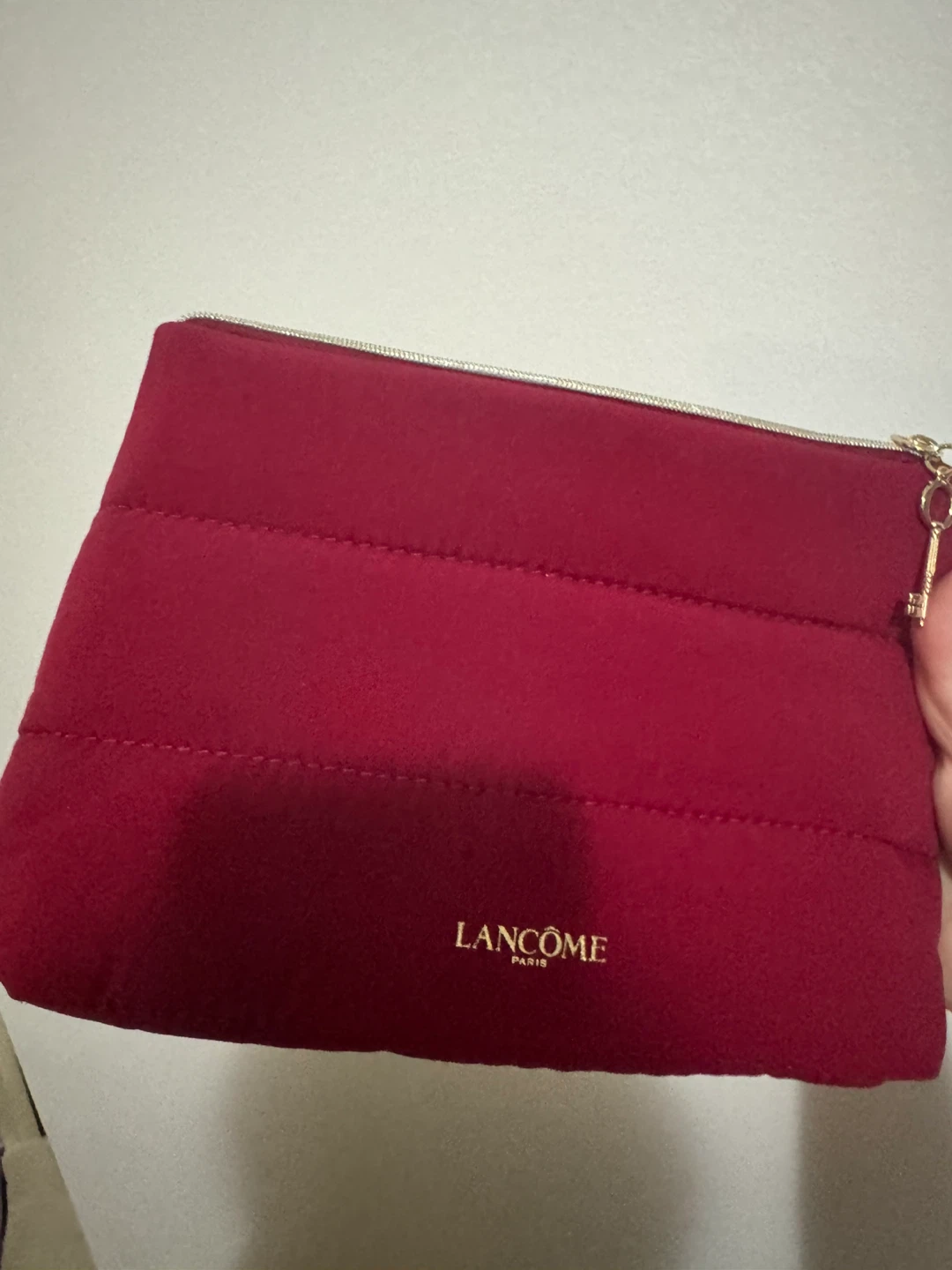 Lancome Red Quilted Cosmetic Pouch