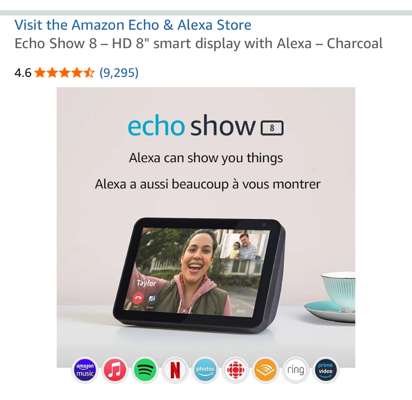 Amazon Echo Show 8 Smart Display - Charcoal