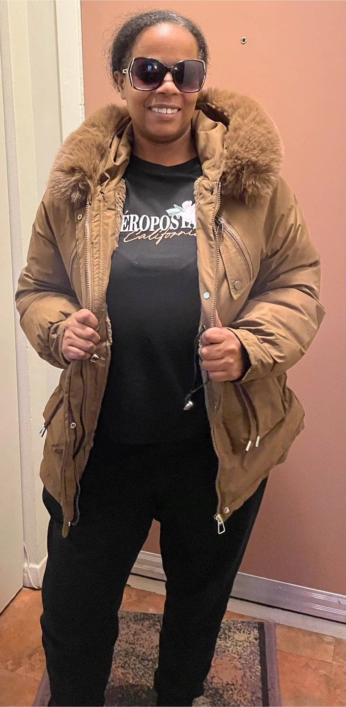 Brown Hooded Winter Jacket with Faux Fur - photo 5