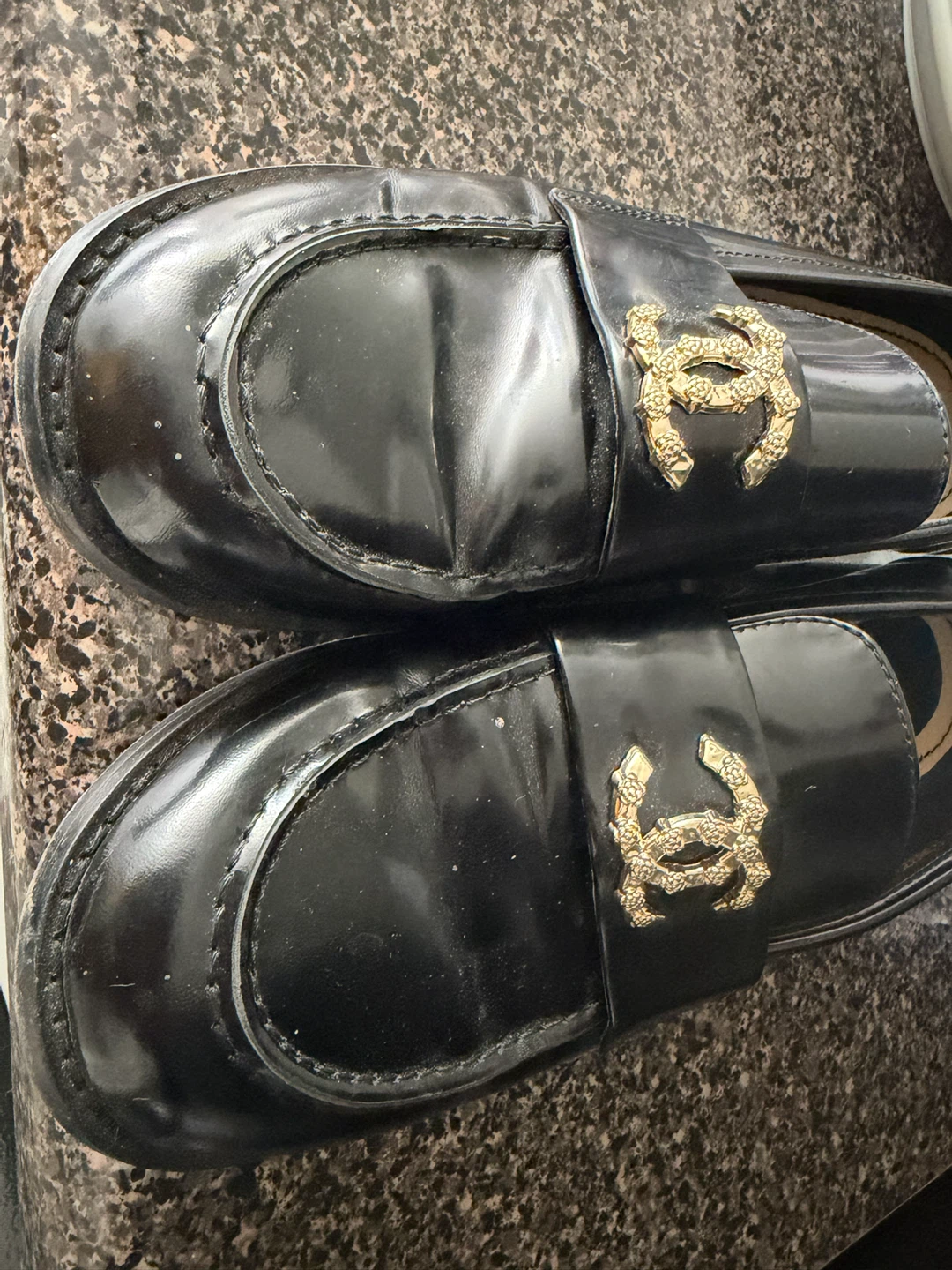 Chanel Black Leather Loafers