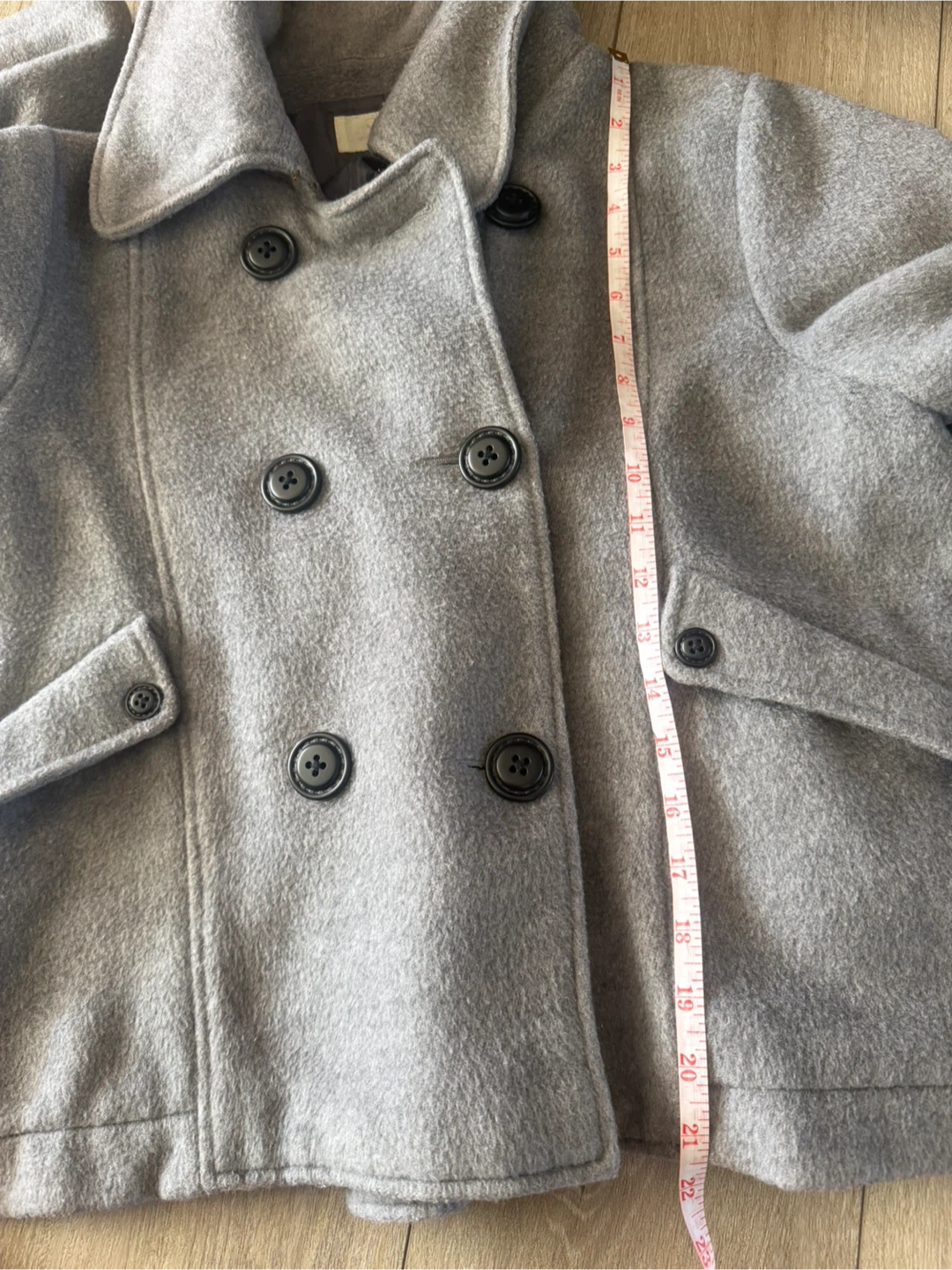 Grey wool-blend pea coat - photo 3