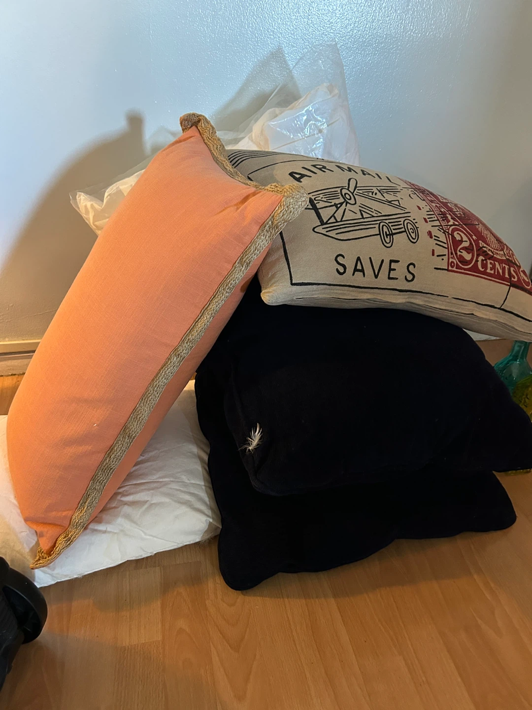 Set of decorative throw feather pillows