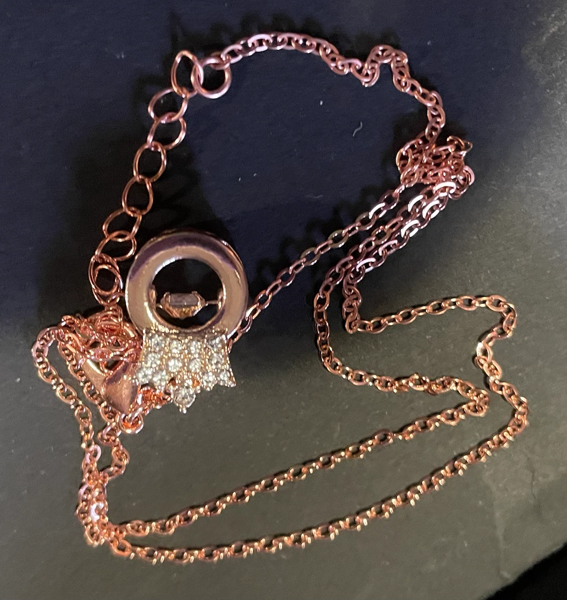 Rose Gold Tone Crown Pendant Necklace