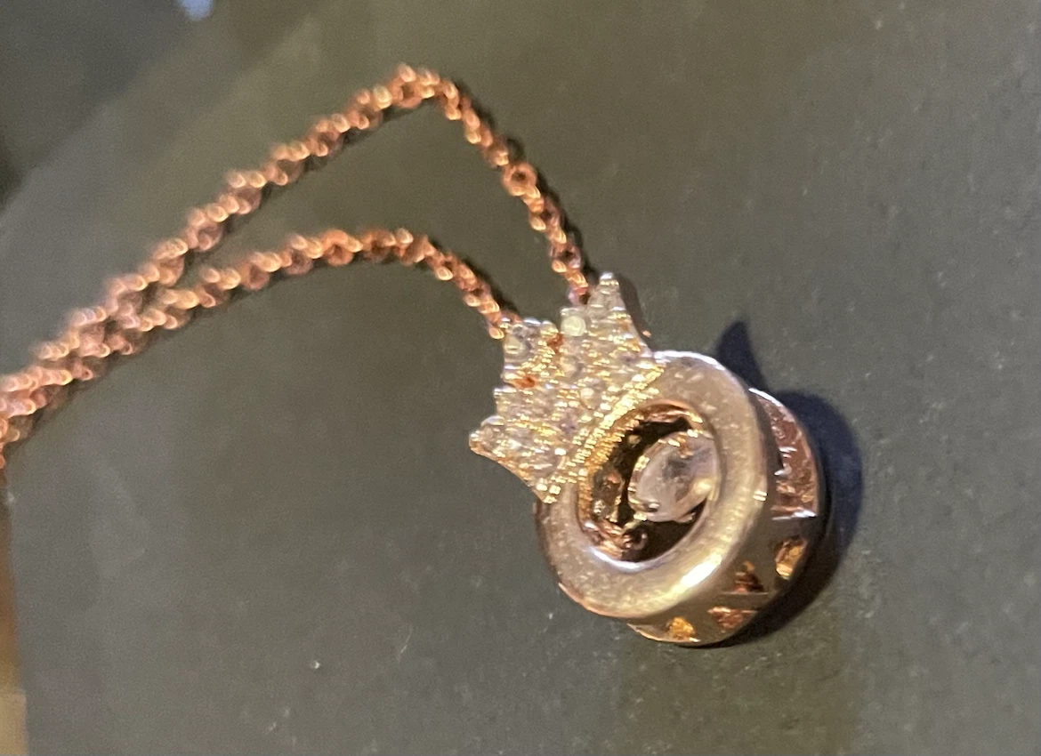 Rose Gold Tone Crown Pendant Necklace - photo 3