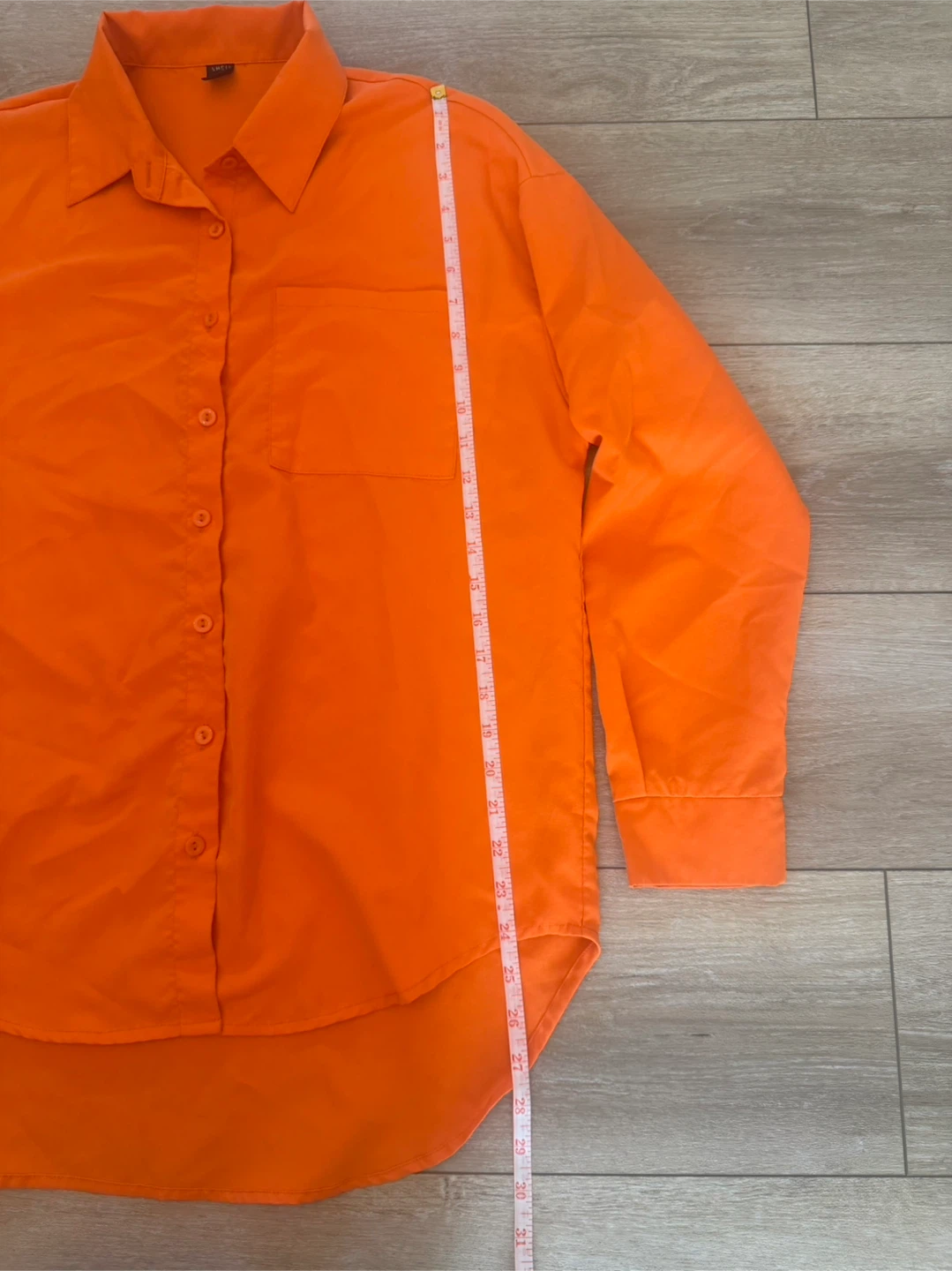SHEIN Orange Long Sleeve Button-Up Shirt - photo 5