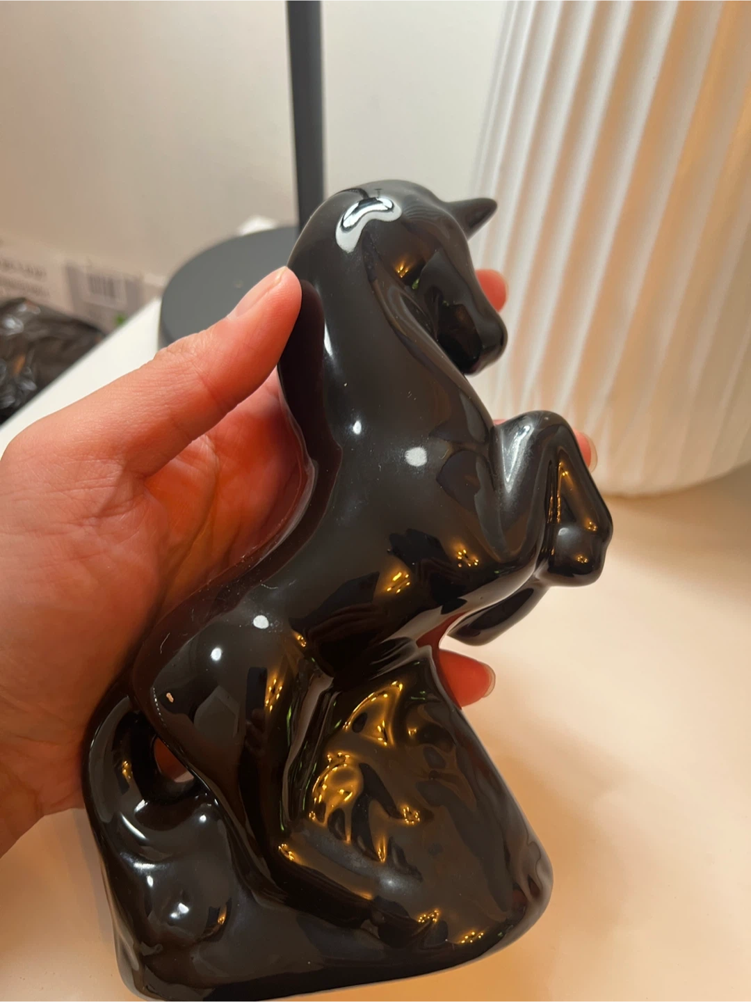 Vintage Black Unicorn Ceramic Figurine - photo 3