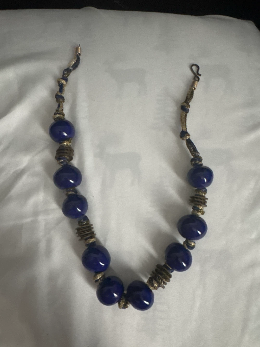 Blue beaded statement necklace