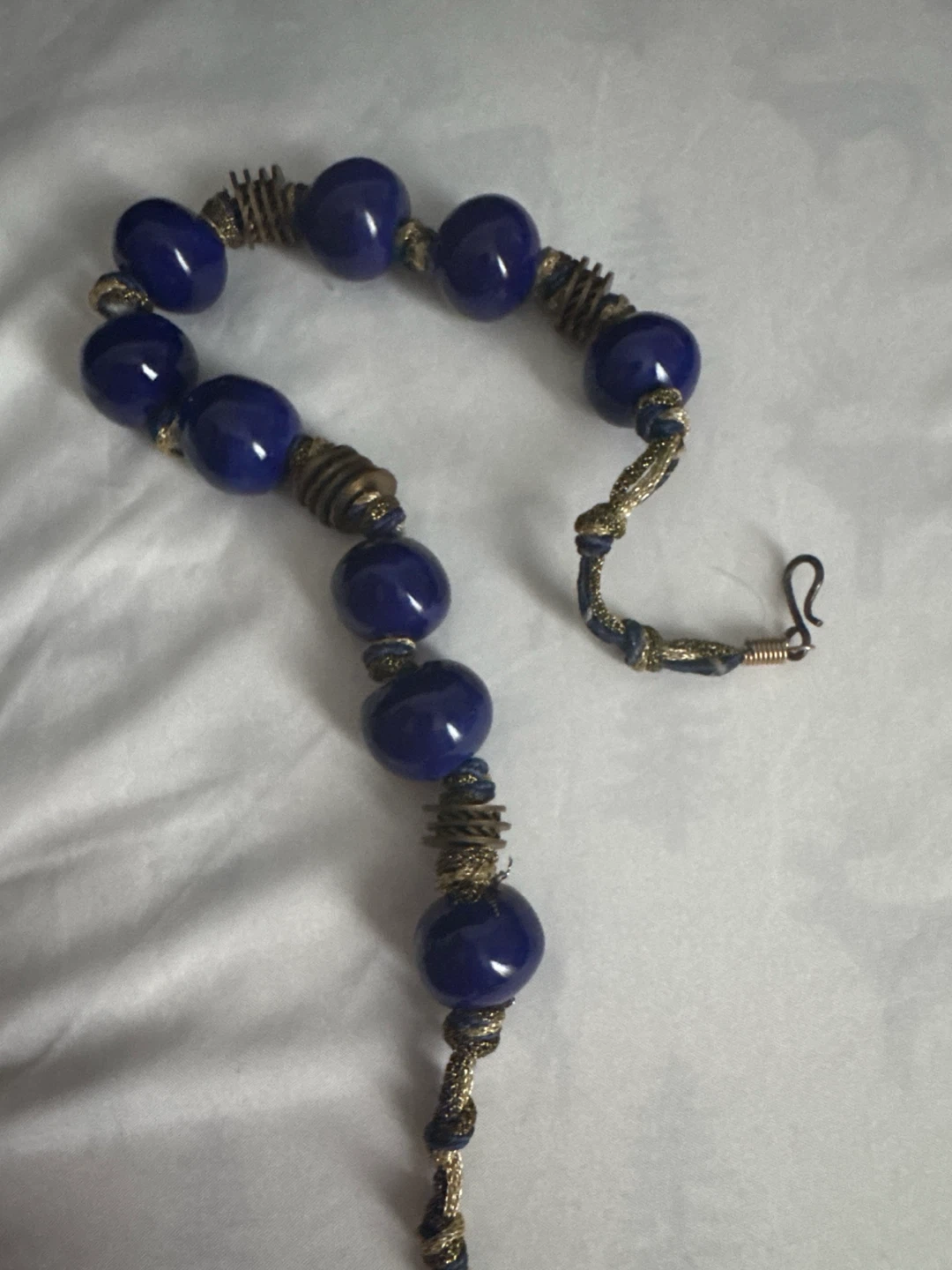 Blue beaded statement necklace - photo 3