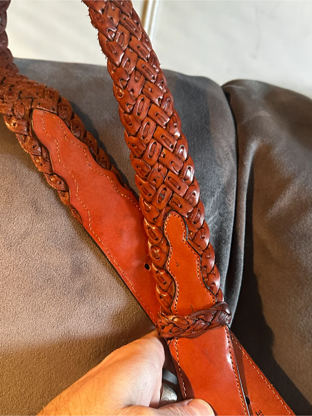 Vintage M&F Western Woven Belt Sz 30 MOP Coral Buckle - photo 3