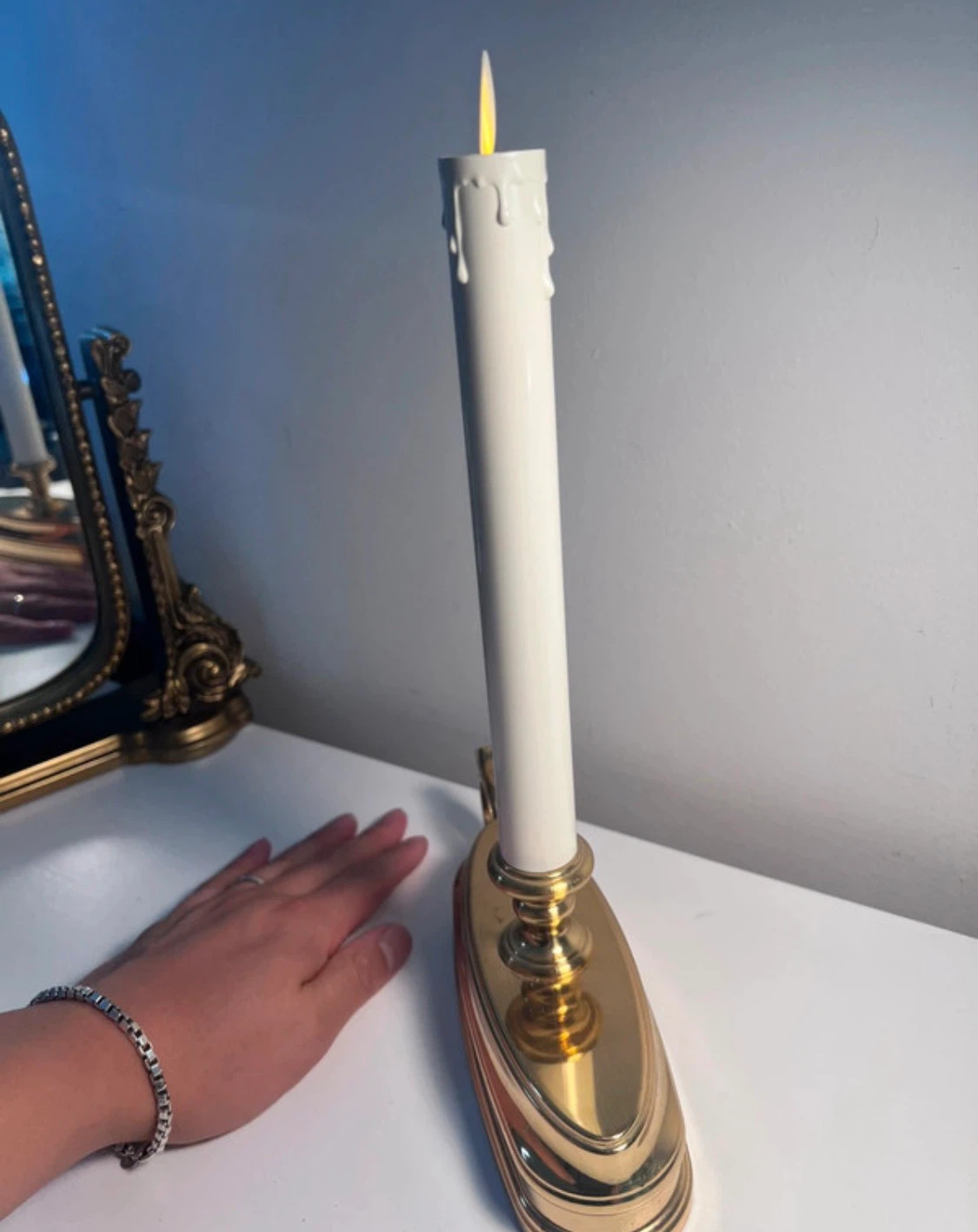 Luminara LED Taper Candle with Gold Base - photo 2