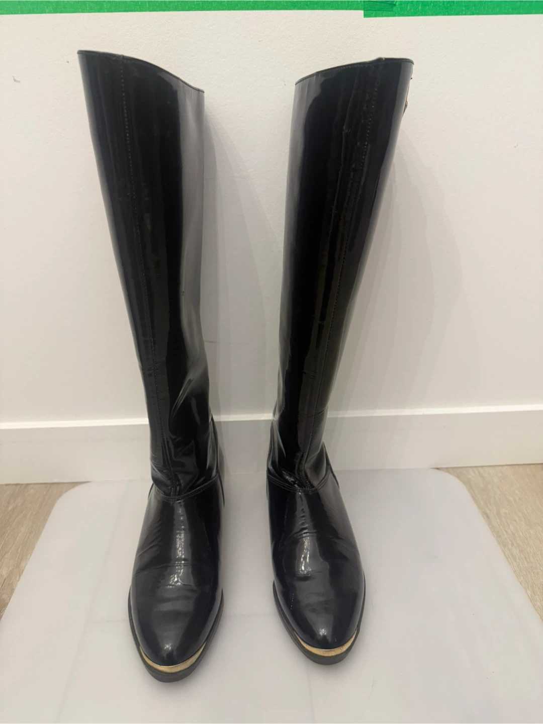 Black Leather Riding Boots Size 5.5B - photo 5