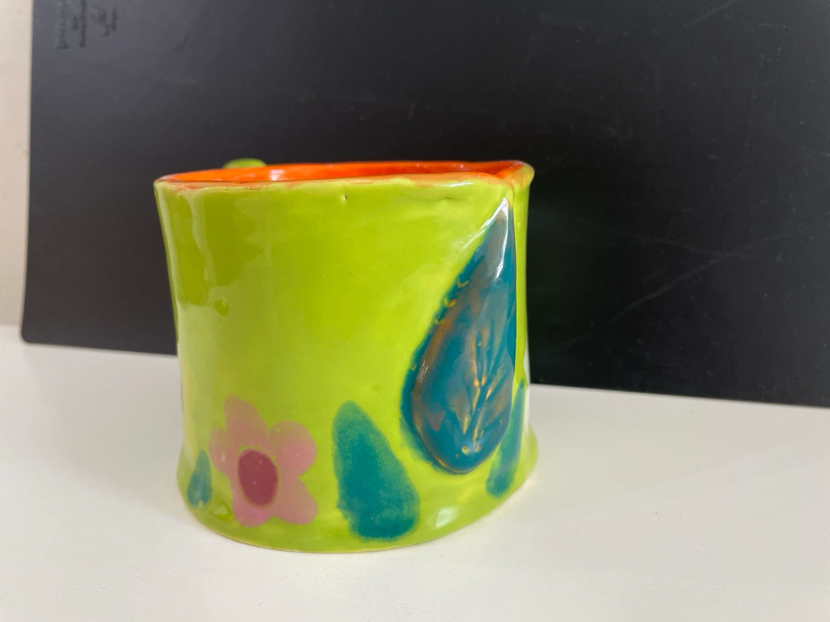Handmade Floral Ceramic Mug - photo 2