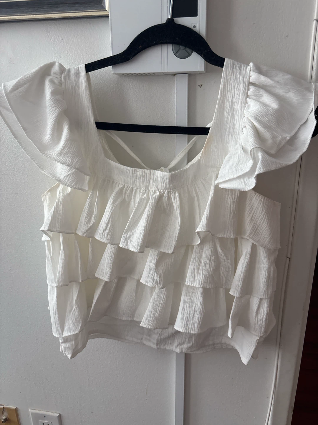 White Ruffled Tank Top
