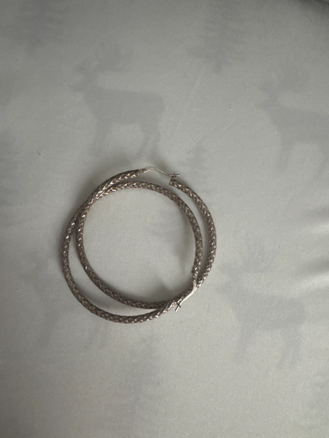 Sterling Silver Textured Hoop Earrings - photo 3