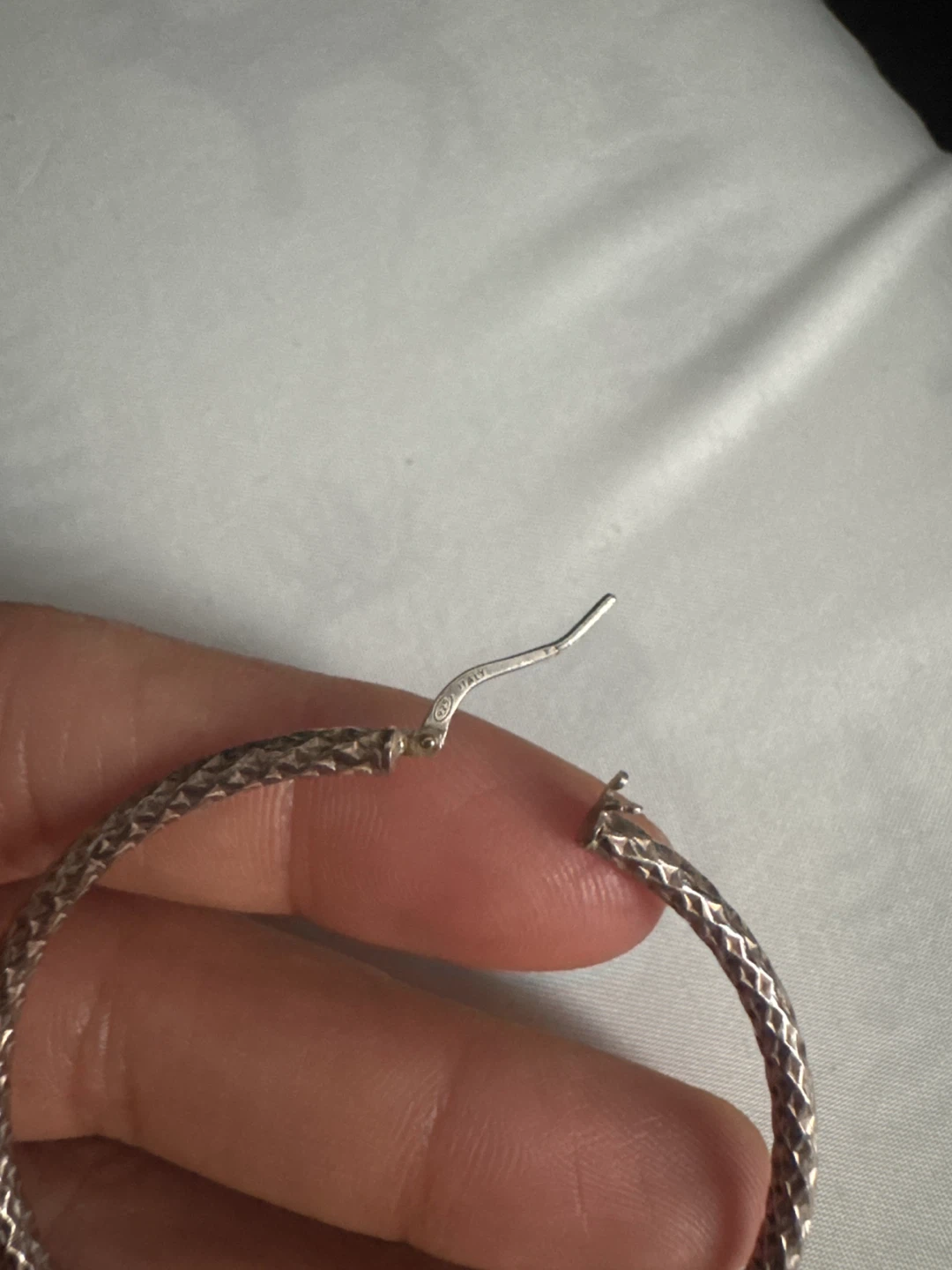 Sterling Silver Textured Hoop Earrings - photo 4